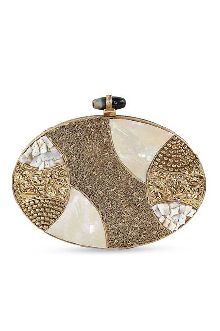 Buy The Tan Clan Gold Beads, Stones Tracy Brass Clutch Online at Aza Fashions Buy_The Tan Clan_Gold Beads, Stones Tracy Brass Clutch _Online_at_Aza_Fashions