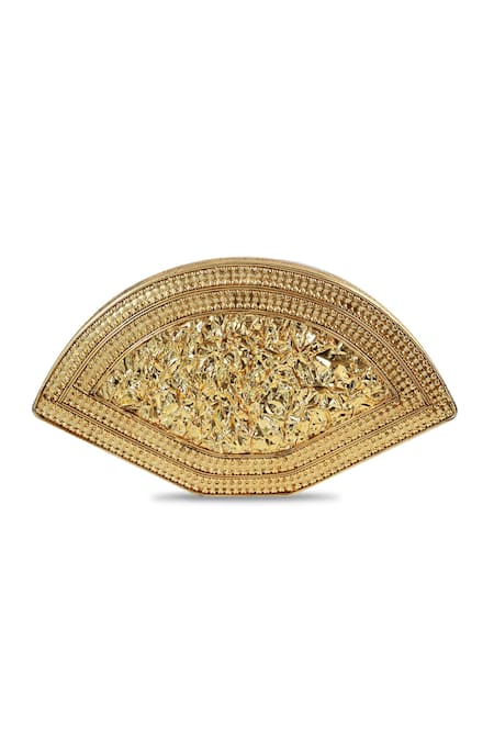The Tan Clan_Multi Color Gemstones, Metallic Thread Quinn Multicolor Brass Clutch _at_Aza_Fashions