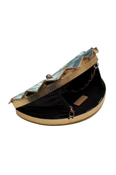 The Tan Clan_Gold Opal Brass Clutch _Online_at_Aza_Fashions