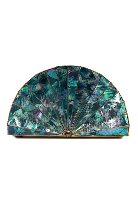 Buy_The Tan Clan_Gold Opal Brass Clutch _Online_at_Aza_Fashions