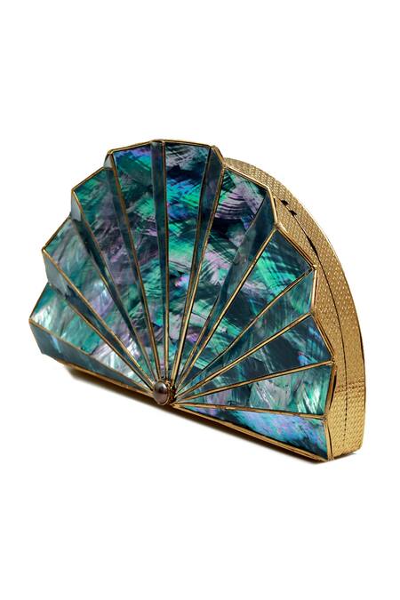 The Tan Clan_Gold Opal Brass Clutch _at_Aza_Fashions