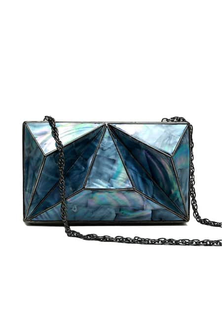 Buy_The Tan Clan_Silver Mindy 3d Brass Clutch _Online_at_Aza_Fashions