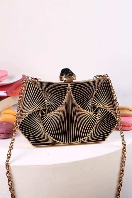The Tan Clan Gold Stones Ruth Wired Brass Clutch 