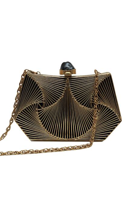 Shop_The Tan Clan_Gold Stones Ruth Wired Brass Clutch 