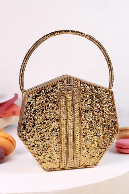 The Tan Clan Alira Brass Clutch With Handle 