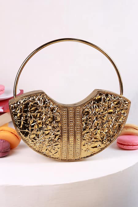 The Tan Clan Sasha Brass Clutch With Handle 