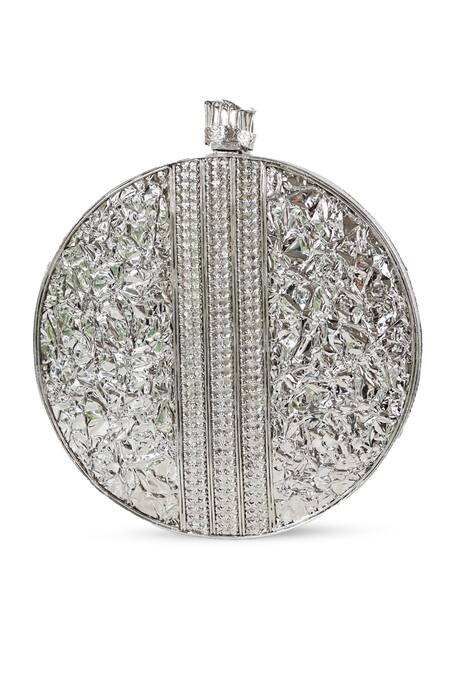 Buy The Tan Clan Silver Gemstones, Crystals Noir Brass Clutch Buy_The Tan Clan_Silver Gemstones, Crystals Noir Brass Clutch