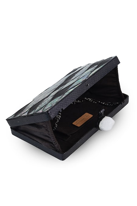 The Tan Clan Black Stones Eve Brass Clutch Online at Aza Fashions The Tan Clan_Black Stones Eve Brass Clutch _Online_at_Aza_Fashions