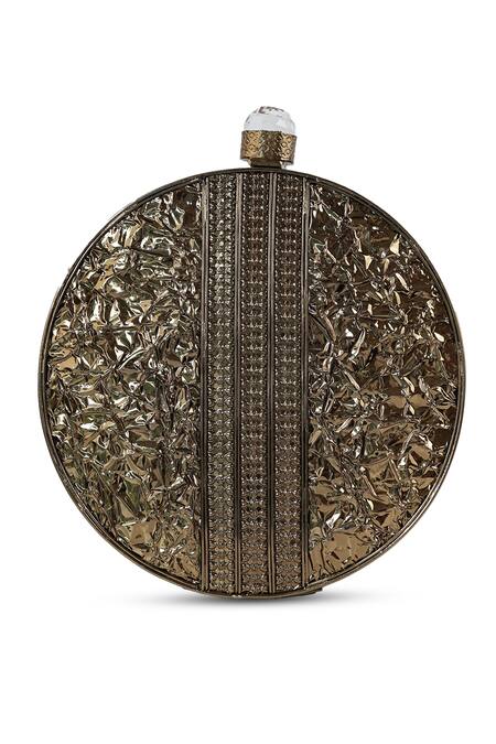 Buy The Tan Clan Gold Crystals, Stones, Chains Seren Brass Clutch Buy_The Tan Clan_Gold Crystals, Stones, Chains Seren Brass Clutch