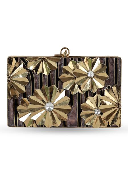 Buy The Tan Clan Gold Crystals, Stones Elsa Brass Clutch Online at Aza Fashions Buy_The Tan Clan_Gold Crystals, Stones Elsa Brass Clutch _Online_at_Aza_Fashions