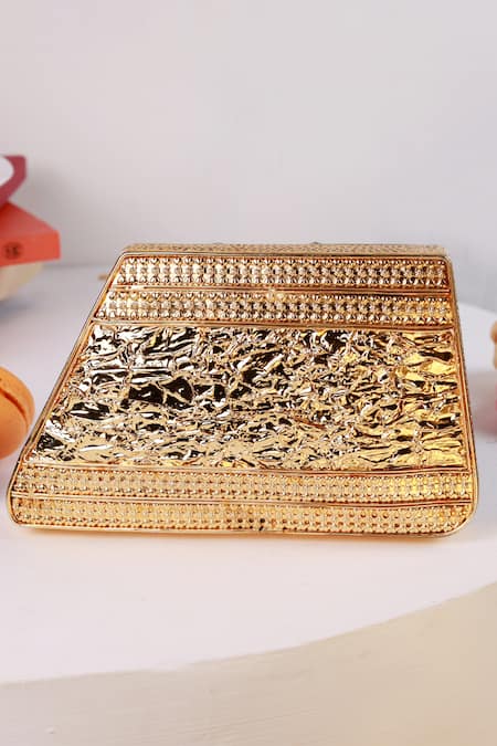 The Tan Clan Vixi Embellished Brass Clutch 
