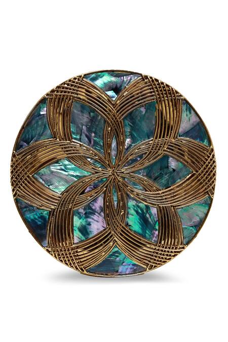 Buy_The Tan Clan_Gold Beth Brass Clutch _Online_at_Aza_Fashions