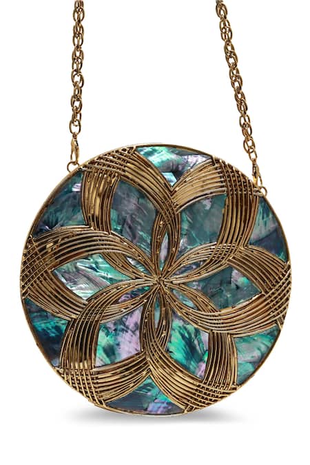 Buy_The Tan Clan_Gold Beth Brass Clutch 