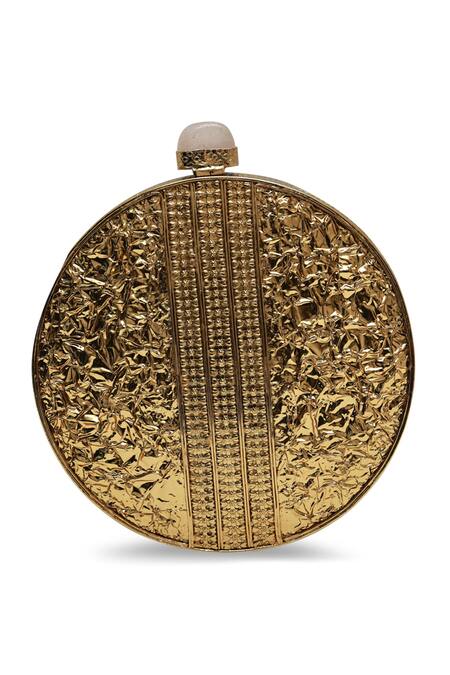 The Tan Clan_Gold Gemstones Jane Brass Clutch _at_Aza_Fashions