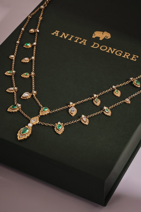 Anita Dongre Gold Plated Zircon Necklace Online at Aza Fashions Anita Dongre_Gold Plated Zircon Necklace _Online_at_Aza_Fashions