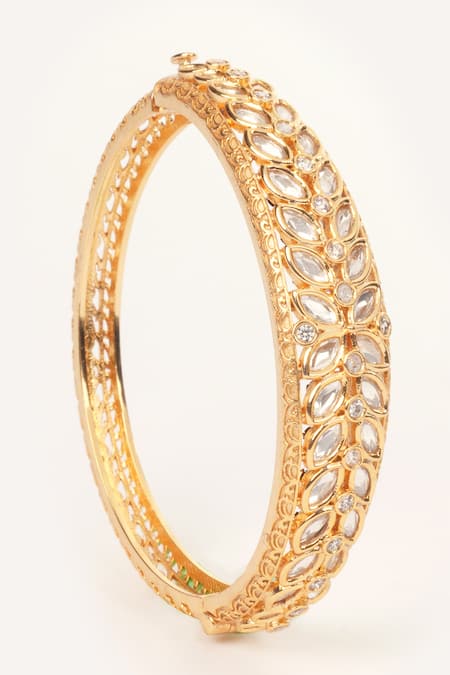 Zevar By Geeta Gold Plated Stones Kundan Embellished Bracelet 