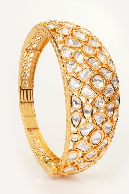 Zevar By Geeta Gold Plated Stones Kundan Studded Bracelet 