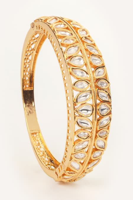 Zevar By Geeta Gold Plated Stones Kundan Studded Bracelet 