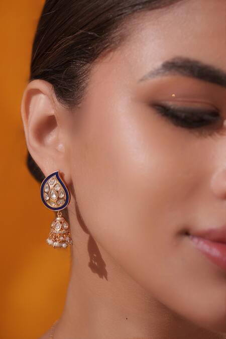 Zevar By Geeta Multi Color Pearls, Stones Kundan Necklace With Earrings Online at Aza Fashions Zevar By Geeta_Multi Color Pearls, Stones Kundan Necklace With Earrings _Online_at_Aza_Fashions