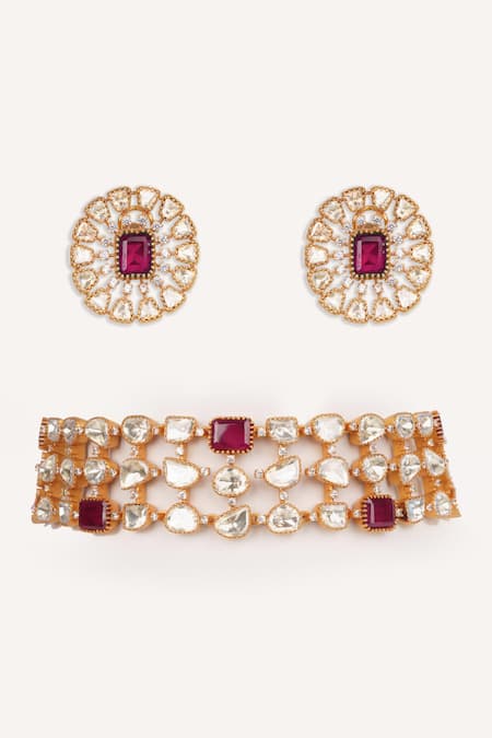 Zevar By Geeta Stone Studded Choker Set