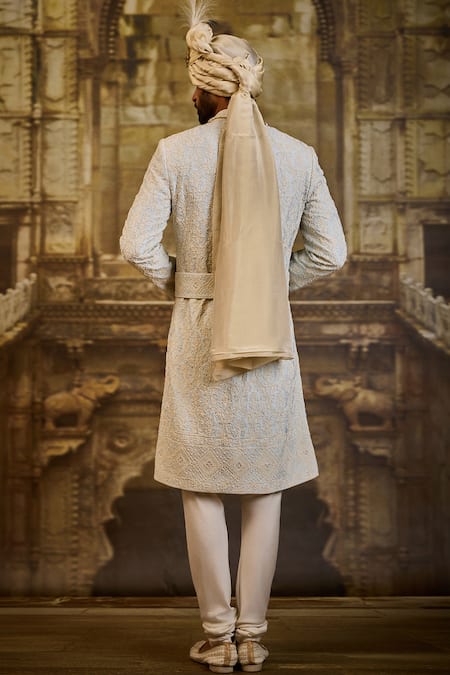 Nitika Gujral Raw Silk Embroidered Sherwani Set 