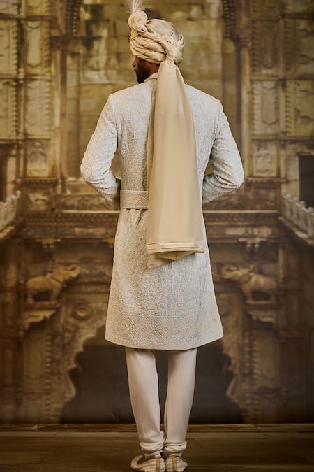 Nitika Gujral Raw Silk Embroidered Sherwani Set 