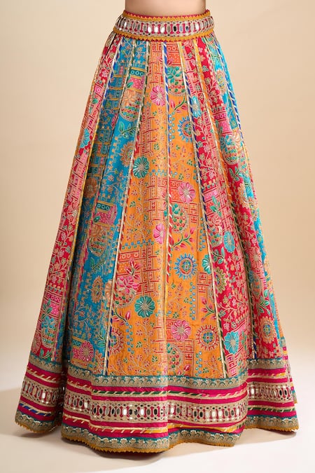 Samyukta Singhania Blue Silk, Organza Mirrors, Pearls, Sequins, Zari, Embroidery Work Lehenga Set at Aza Fashions Samyukta Singhania_Blue Silk, Organza Mirrors, Pearls, Sequins, Zari, Embroidery Work Lehenga Set _at_Aza_Fashions