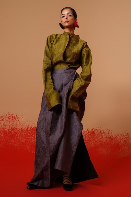 Buy Stoique Gray Silk Haze Skirt Online at Aza Fashions Buy_Stoique_Gray Silk Haze Skirt _Online_at_Aza_Fashions