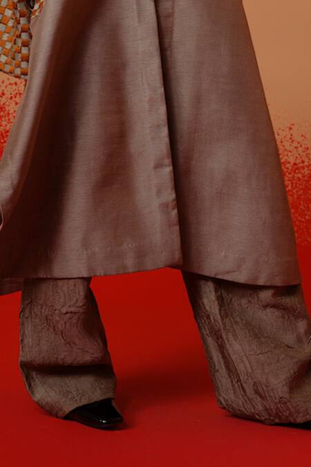 Stoique_Gray Silk Petal Mysore Pant _Online_at_Aza_Fashions