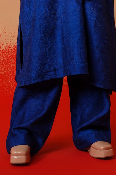 Buy_Stoique_Blue Silk Stream Petal Pant _Online_at_Aza_Fashions