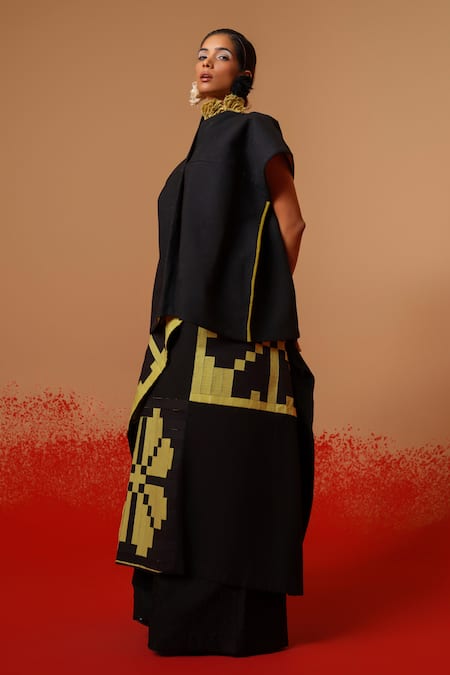 Stoique_Black Cotton High Neck Ember Top _Online_at_Aza_Fashions