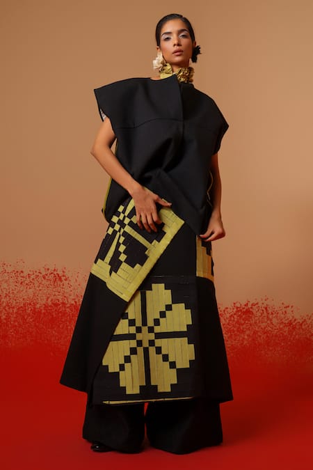 Shop_Stoique_Black Cotton High Neck Ember Top _Online_at_Aza_Fashions