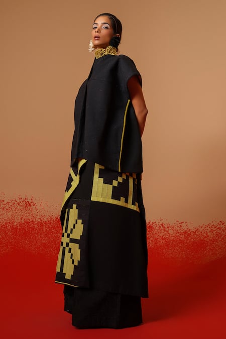 Stoique_Black Silk Root Mysore Pant _Online_at_Aza_Fashions