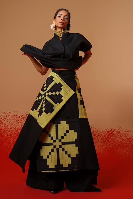 Shop_Stoique_Black Silk Root Mysore Pant _Online_at_Aza_Fashions