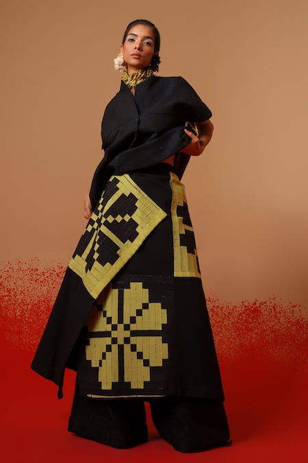 Stoique_Black Silk Root Mysore Pant _at_Aza_Fashions