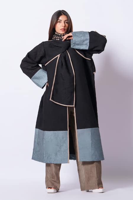 Stoique_Gray Silk Loom Pant _Online_at_Aza_Fashions