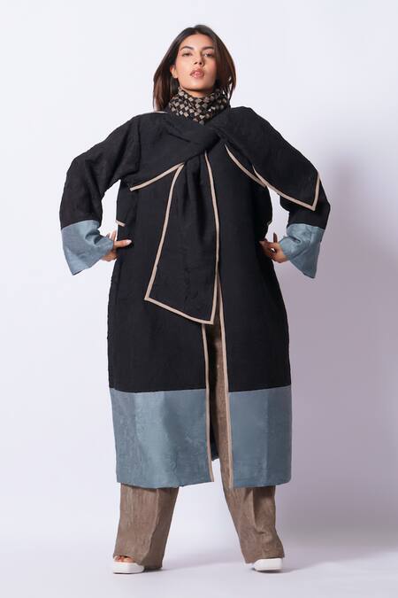 Shop_Stoique_Gray Silk Loom Pant _Online_at_Aza_Fashions