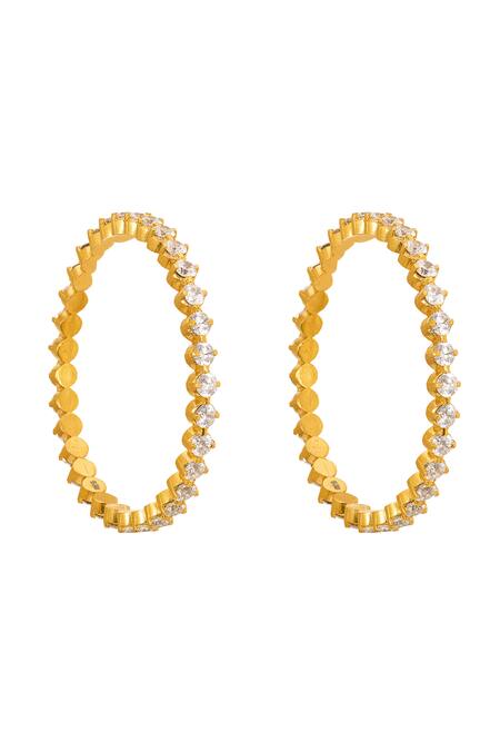 Sica Jewellery_Gold Plated Stones 925 Silver 50 Pointer Akshara Bangle- Set Of 2 _Online_at_Aza_Fashions