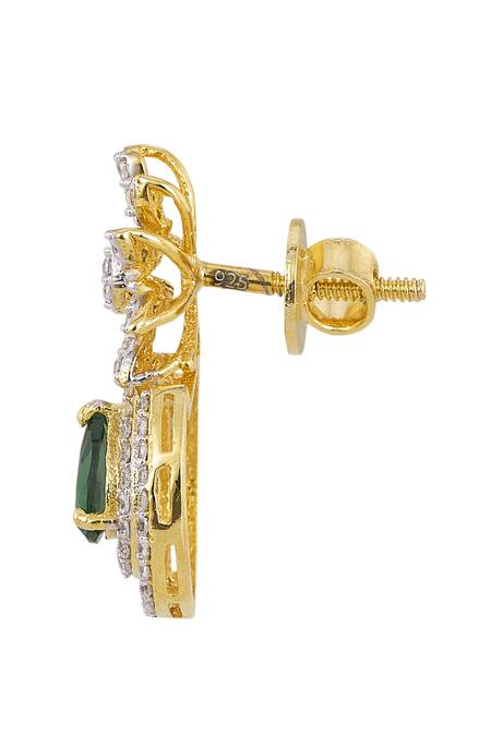 Sica Jewellery_Green Stones 925 Silver Julie Embellished Earrings _Online_at_Aza_Fashions