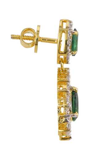 Sica Jewellery_Green Gemstones, Crystals 925 Silver Daphne Drop Earrings _Online_at_Aza_Fashions