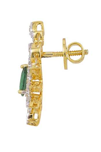 Sica Jewellery_Green Stones, Crystals 925 Silver Jasmine Stud Earrings _Online_at_Aza_Fashions