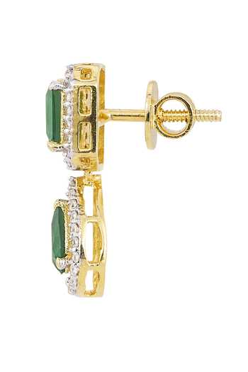 Sica Jewellery_Green Gemstones, 925 Silver Manorama Drop Earrings _Online_at_Aza_Fashions