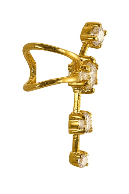 Sica Jewellery_White Stones 925 Silver Moonvine Mini Earcuffs _Online_at_Aza_Fashions