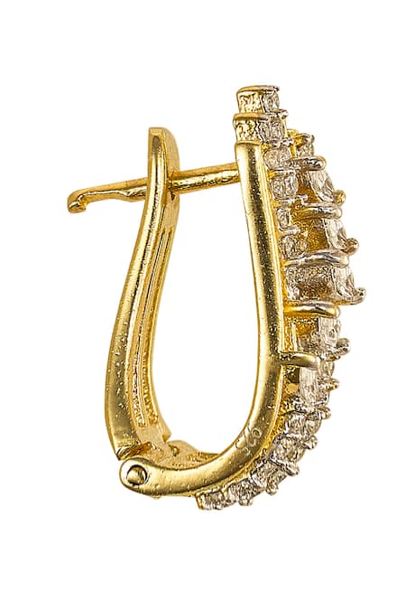 Sica Jewellery_White Stones 925 Silver Sera Embellished Huggies Earrings _Online_at_Aza_Fashions