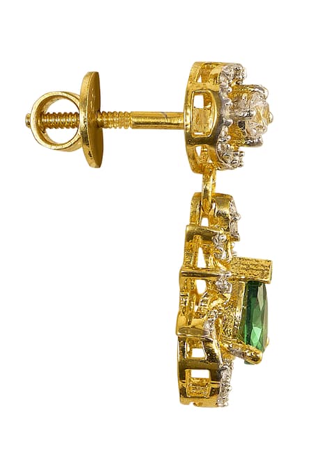 Sica Jewellery Green Crystals, Stones 925 Silver Vireya Embellished Earrings Online at Aza Fashions Sica Jewellery_Green Crystals, Stones 925 Silver Vireya Embellished Earrings _Online_at_Aza_Fashions