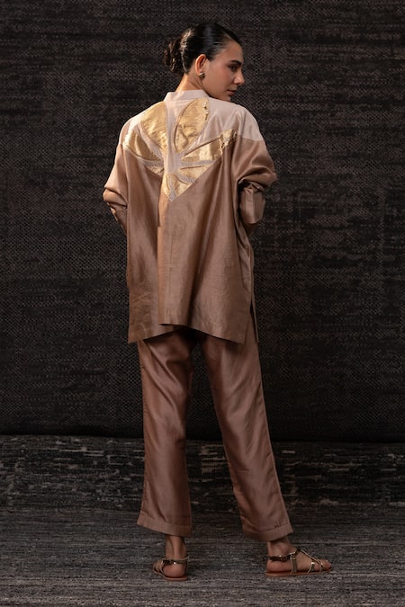 Eeda Silk Chanderi Top With Pant 