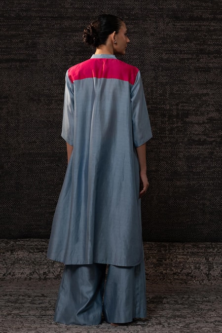 Eeda Contrast Yoke Kurta With Pant 