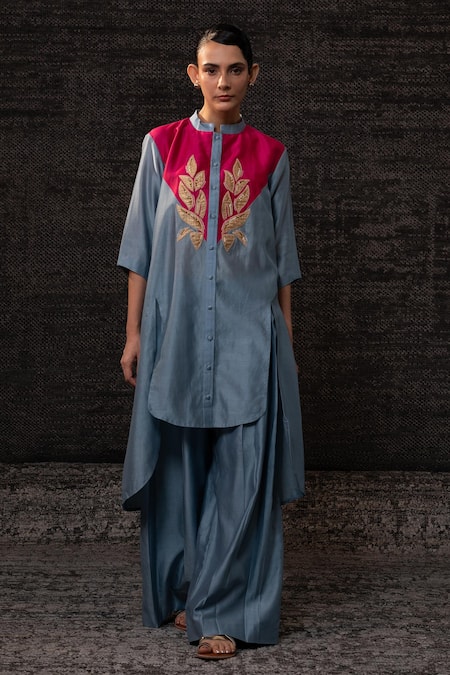 Eeda Contrast Yoke Kurta With Pant 