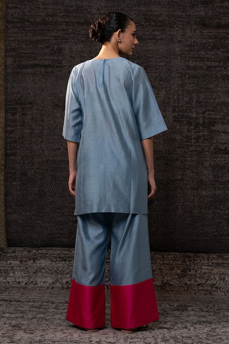Eeda Chanderi Silk Tunic With Palazzo 