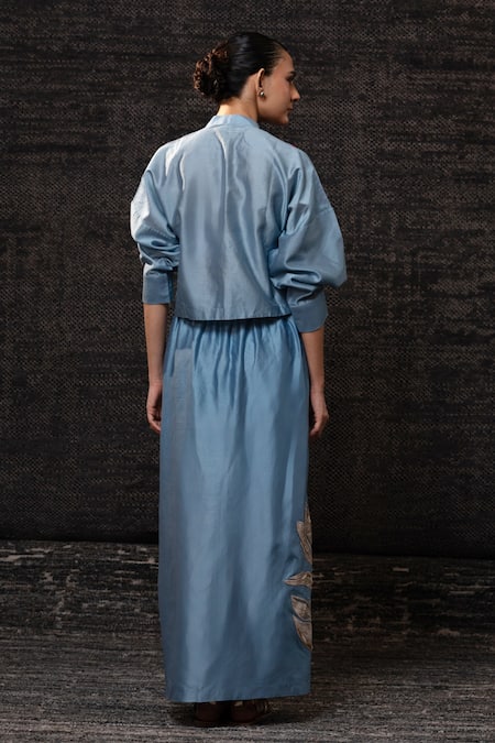 Eeda Color Block Jacket With Skirt 